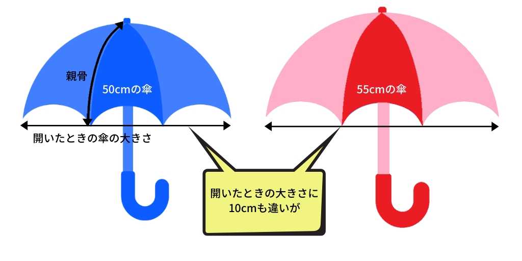 傘の大きさの違い